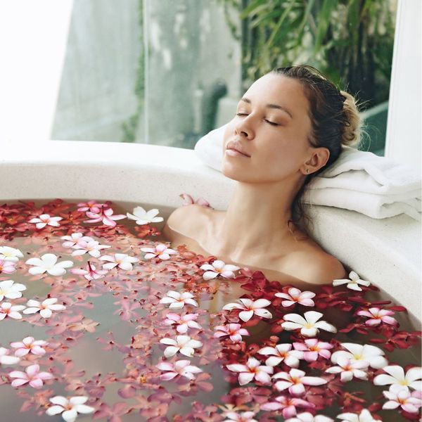 relaxing in tub