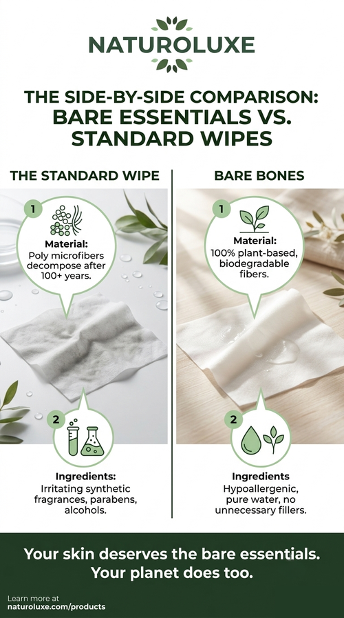 A split-screen graphic. On the left is a generic, slightly graying wipe labeled "The Standard Wipe."