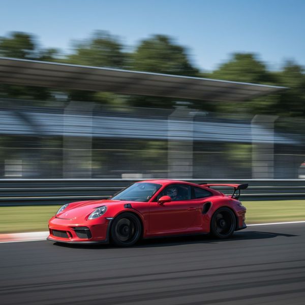 red race car on racetrack