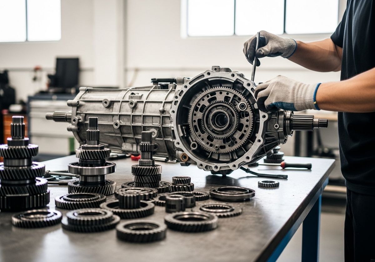 Mechanic Repairing Gearbox