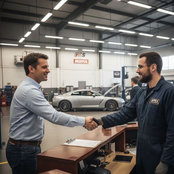 A mechanic shaking hands