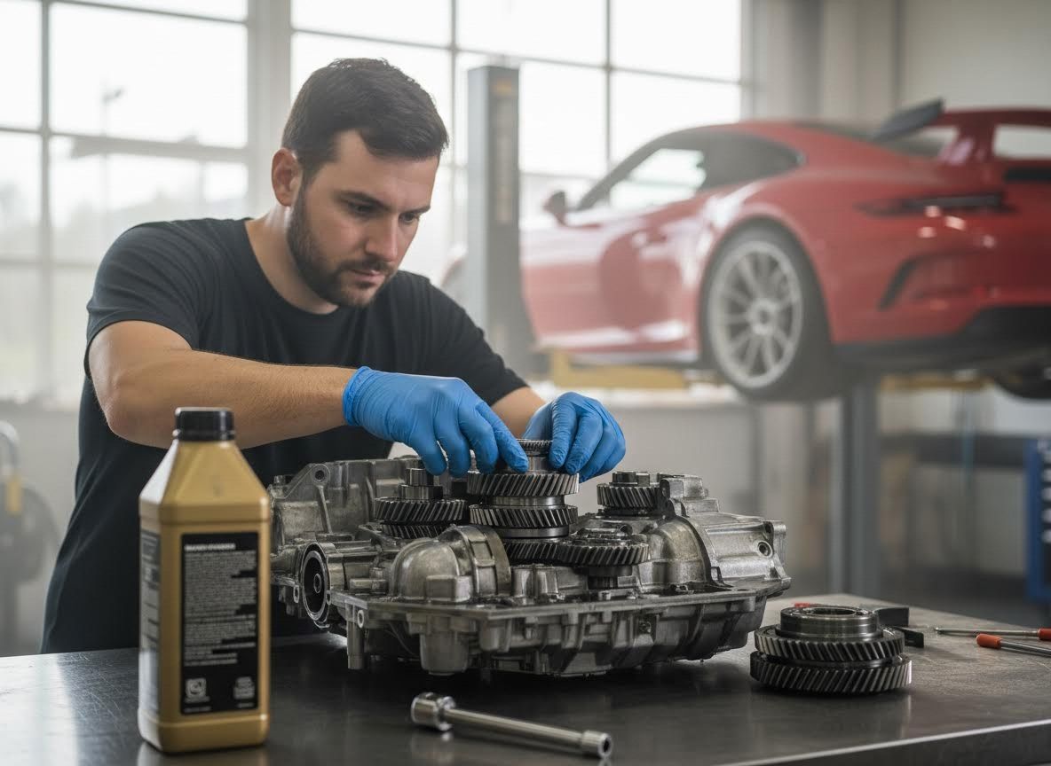 Automotive Mechanic Repairing Car Transmission