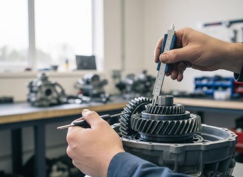 Mechanic measuring gear assembly with caliper