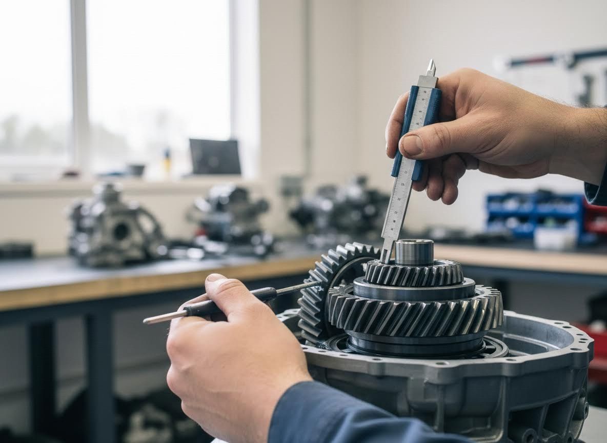 Mechanic measuring gear assembly with caliper