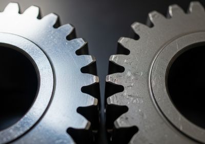 Close-up of Interlocking Metal Gears