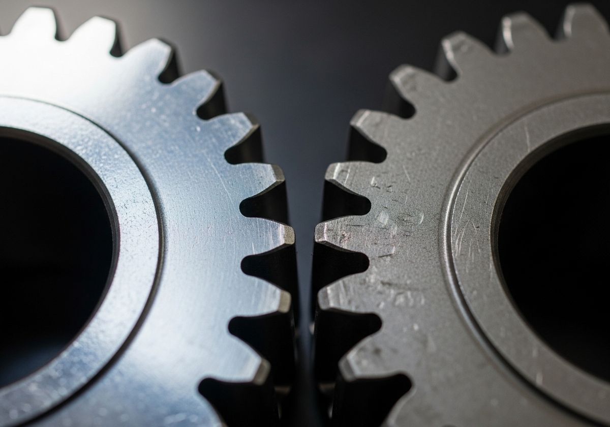 Close-up of Interlocking Metal Gears