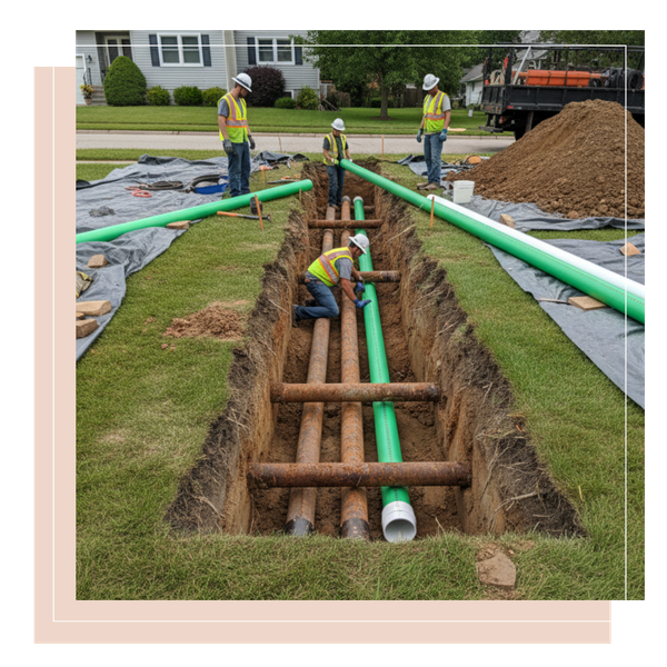 installing pipes in yard installing pipes in yard