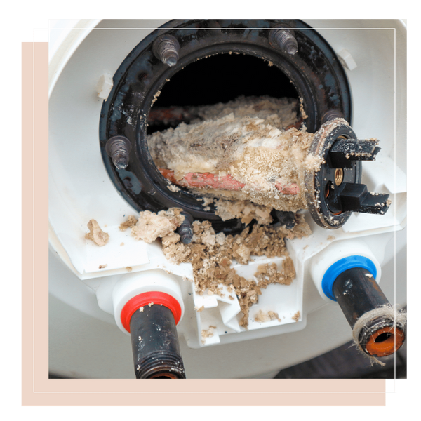 heating element is covered with rust and scale
