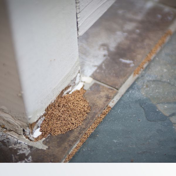 Termites at the base of a support beam in a home