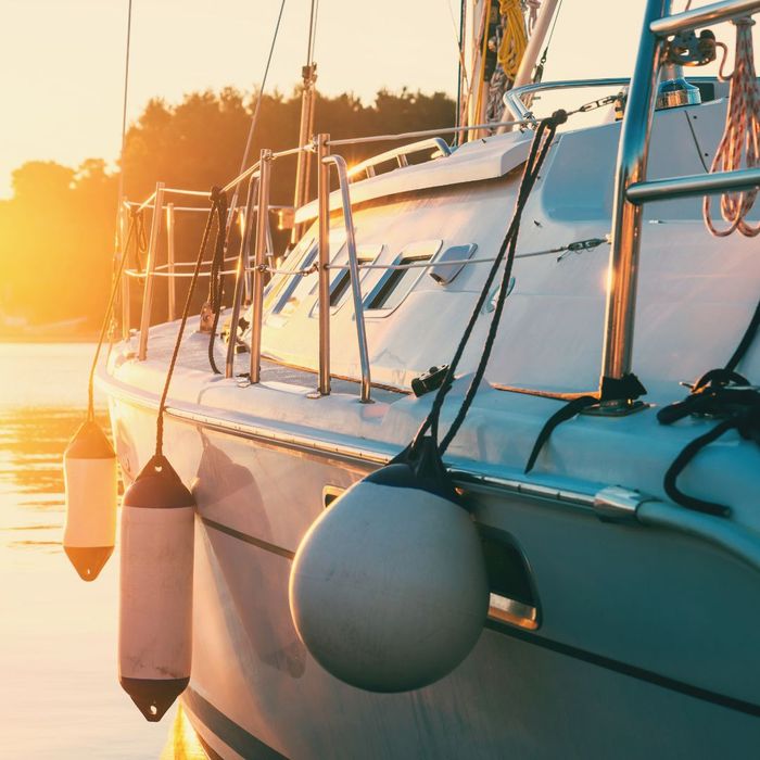 yacht at sunset