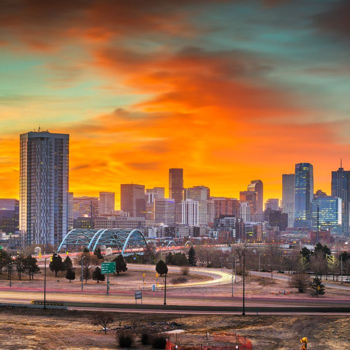 Denver skyline at sunrise