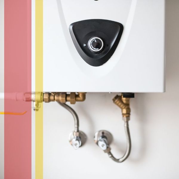 Close-up of a modern water header system.