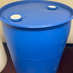 Blue plastic drum container