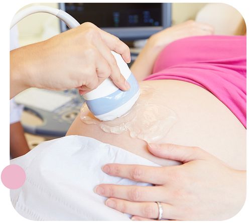 close up of a pregnant woman getting ultrasound