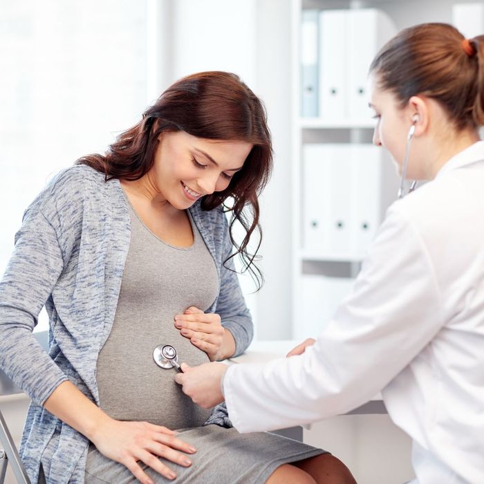 woman at OB appointment 