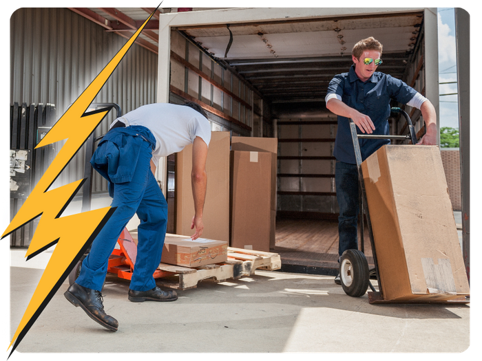 people unloading boxes from a truck