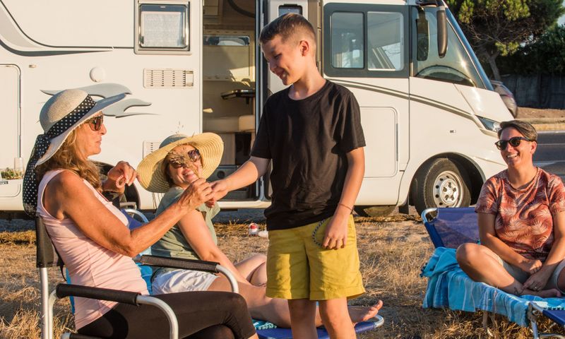 Family and their RV.