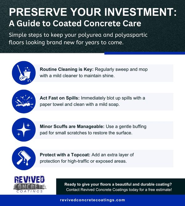 infograph about coated concrete care