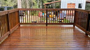 pressure-treated wood deck