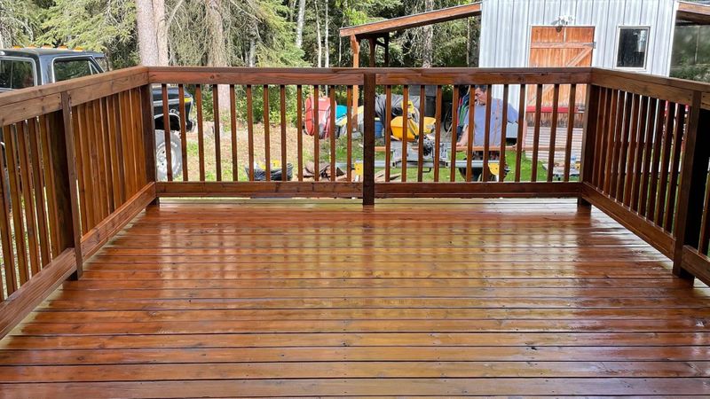 pressure-treated wood deck