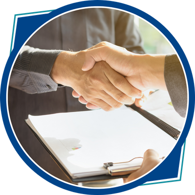 handshake over cliphboard