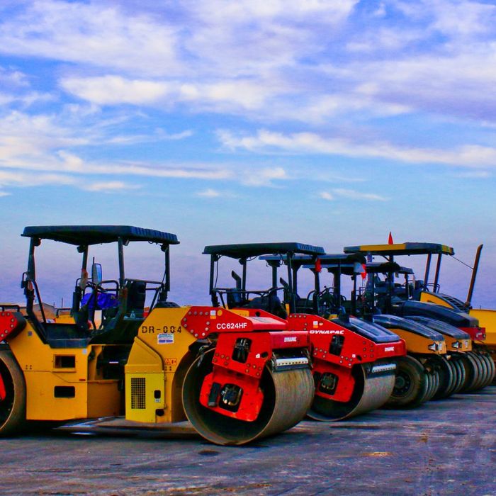 heavy equipment stored outdoors