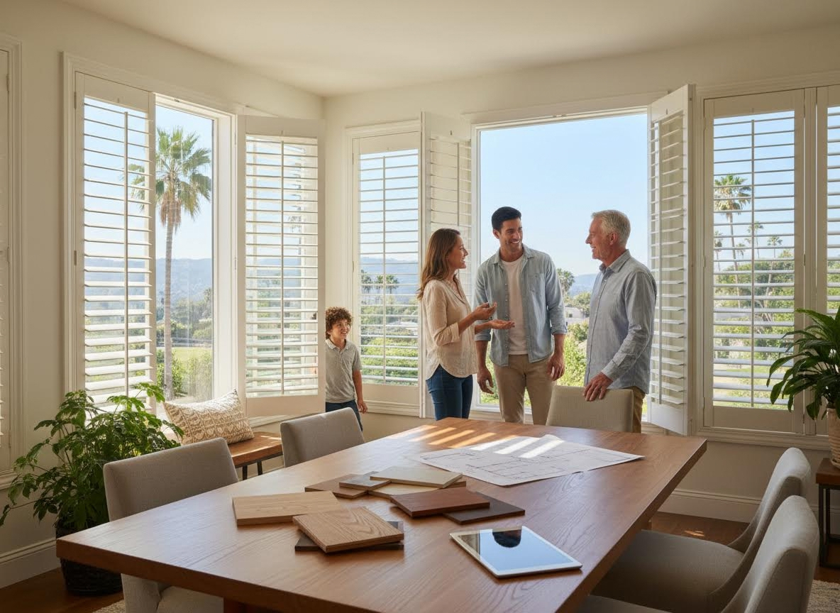 Family Discussing Home Design with Samples