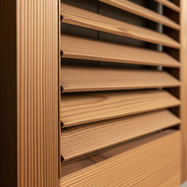 Close-up of a board and batten style exterior shutter.