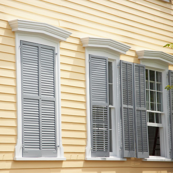 white louvered shutters