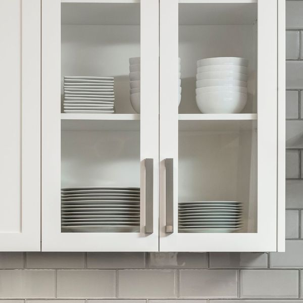 glass-front cabinets