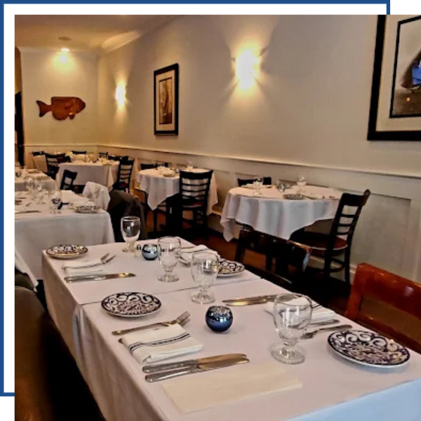 restaurant tables set for dinner