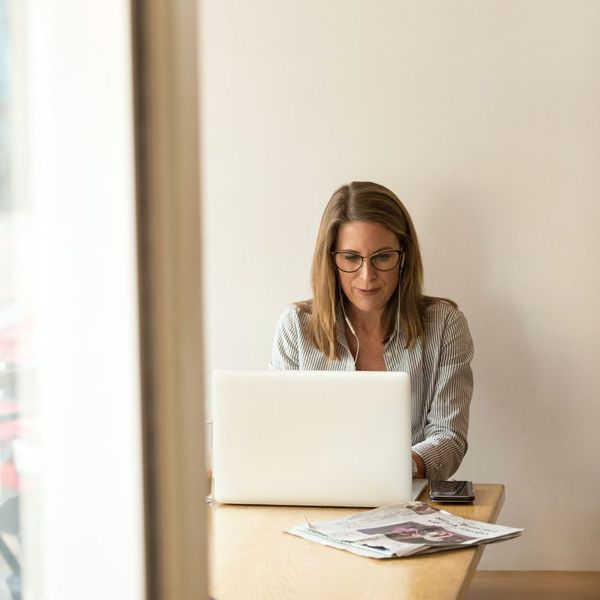 woman working on computer