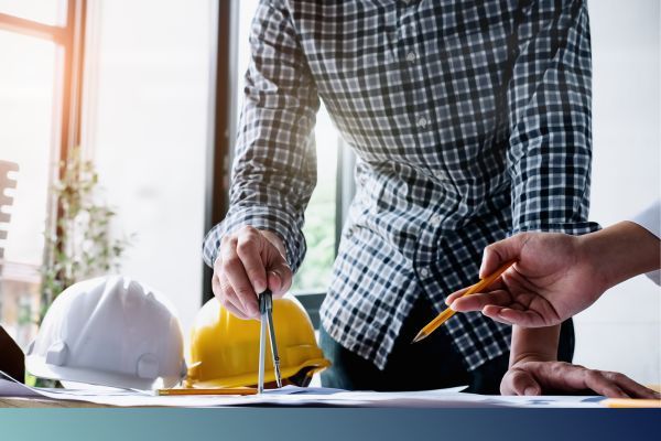 General contractor looking at plans