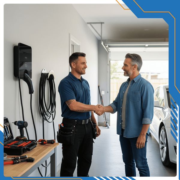 electrician shaking mans hand electrician shaking mans hand