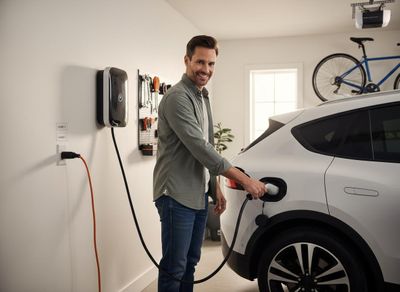 Local cabling team commissioning a garage approach charging post in Erith