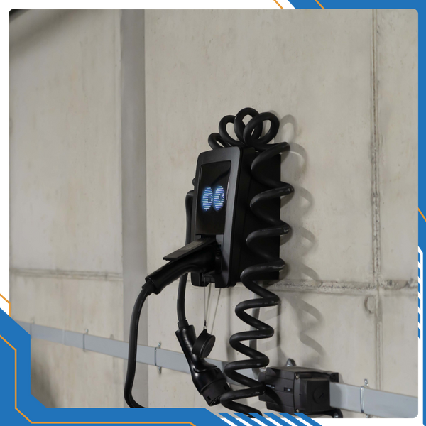 an EV charger installed in a residential garage