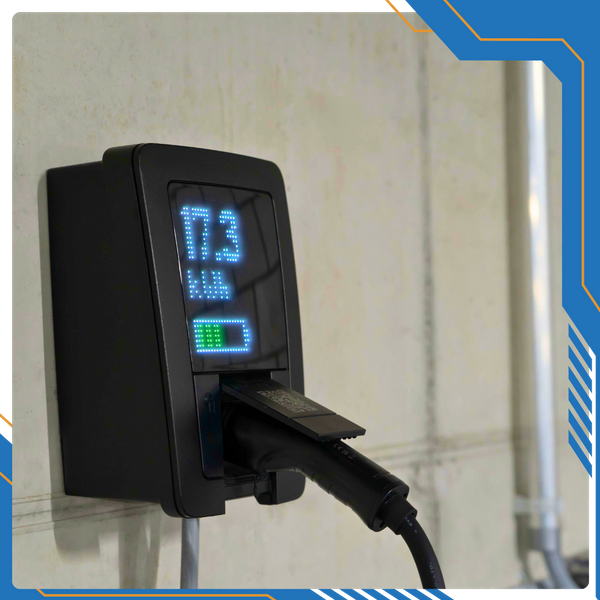 a residential EV charger installed in a home garage