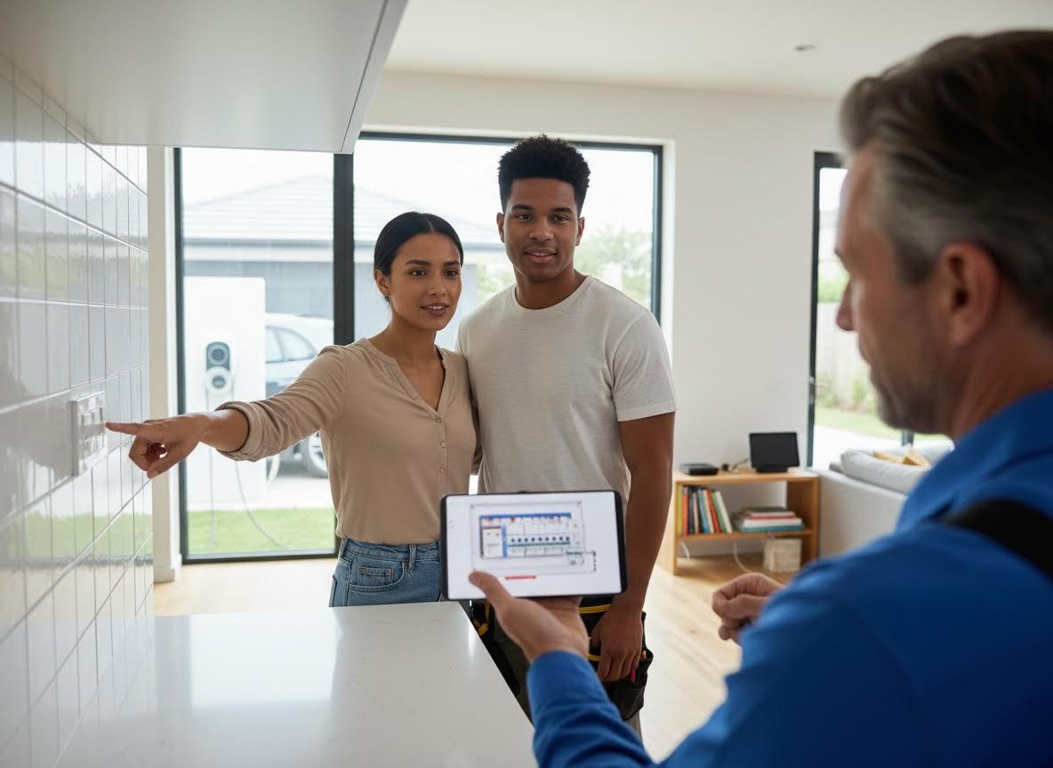 Couple Consults Technician About Smart Home System