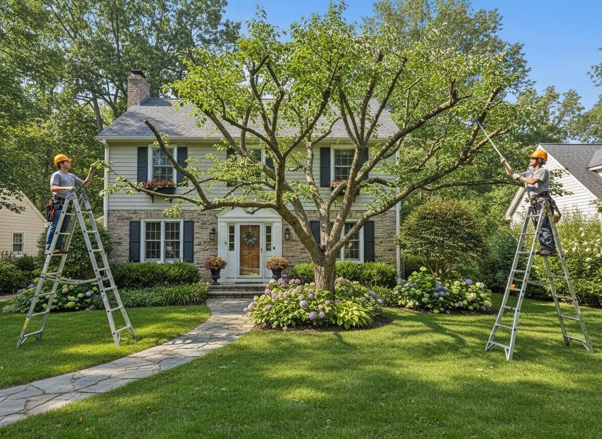 Professional Tree Pruning Service at a Residential Home