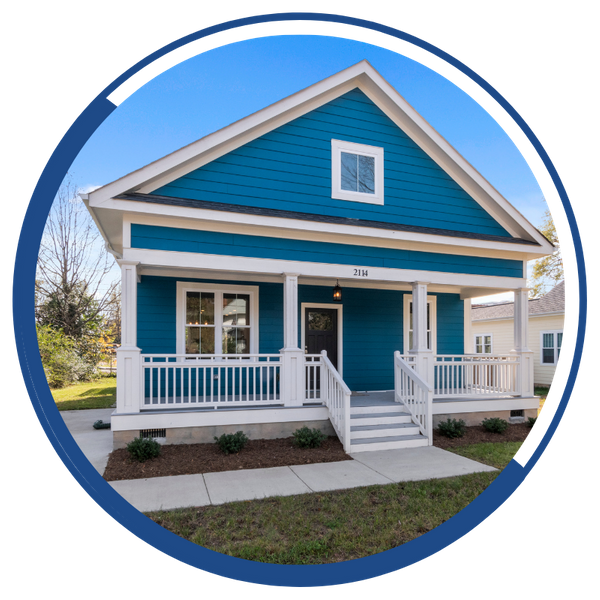 A bungalow style home with charming white trim 