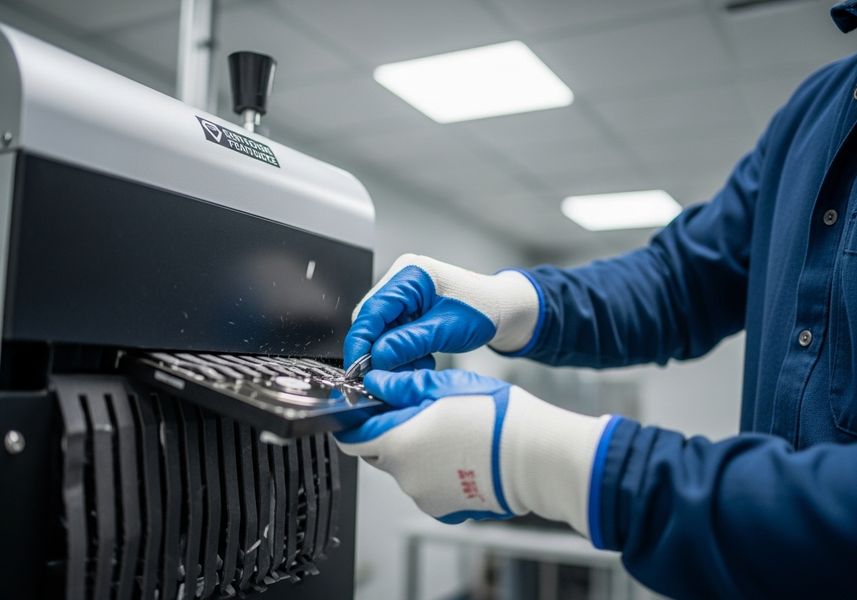Hard drive being shredded by machine