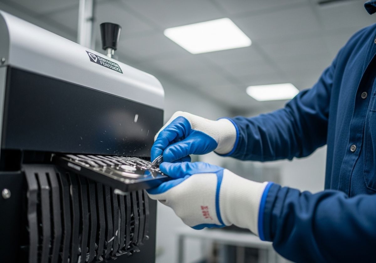 Hard drive being shredded by machine
