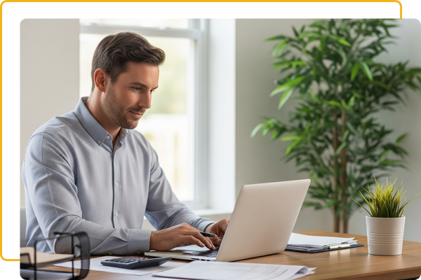 man filing taxes