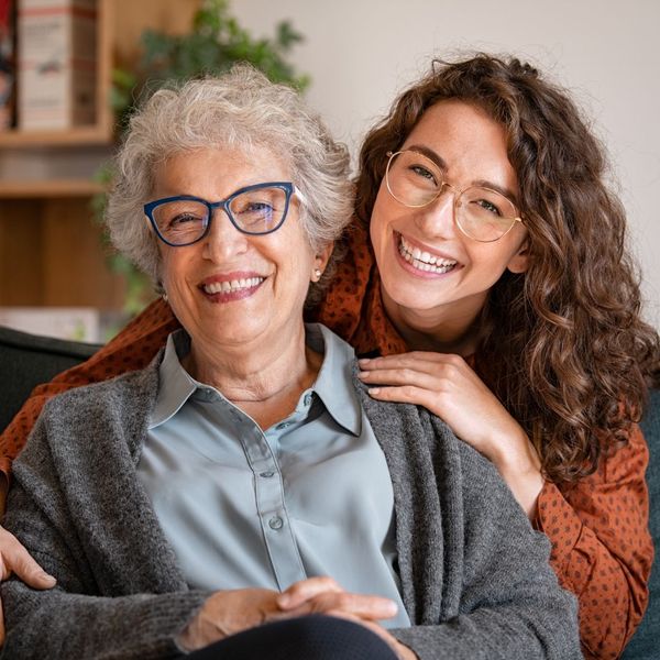 woman smiling with her grandma