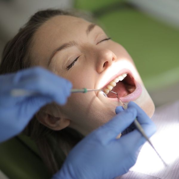 woman getting a dental exam