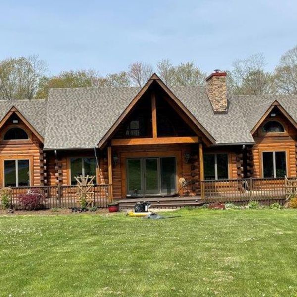 log cabin with nice roof