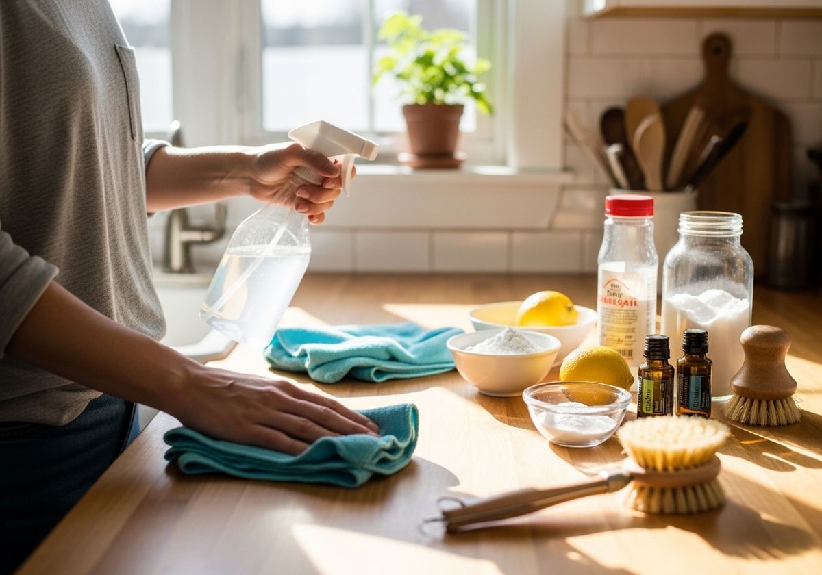 Cleaning Counter with Natural Products