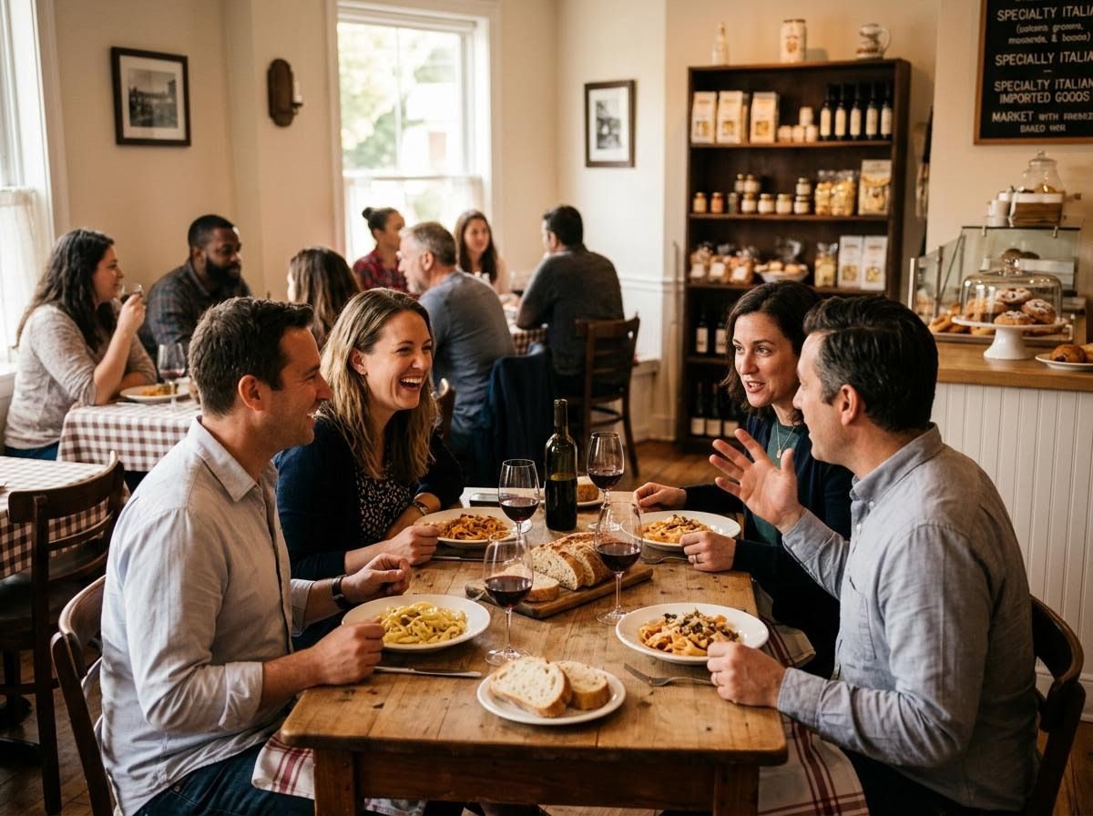 Friends Enjoying an Italian Meal