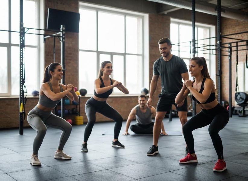 Group Fitness Training Session in a Gym