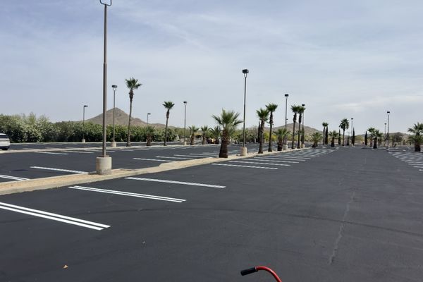 Parking lot with new lines
